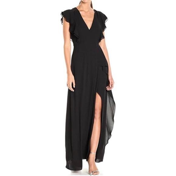 NWT BCBGMaxAzria Callie Flutter-Sleeve Chiffon Gown Formal Evening Dress Size 12 - Picture 4 of 16